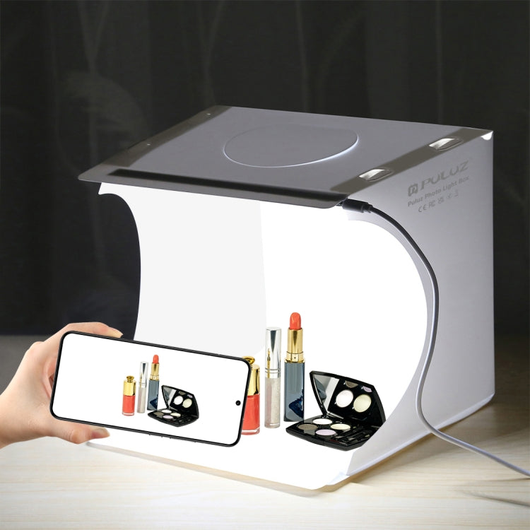 PULUZ 20cm Folding Portable 550LM Light Photo Lighting Studio Shooting Tent Box Kit with 2 Colors Backdrops (Black, White), Unfold Size: 24cm x 23cm x 23cm -  by PULUZ | Online Shopping UK | buy2fix