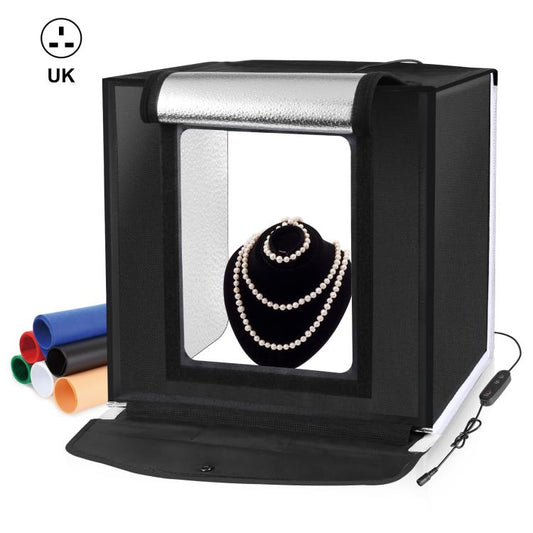 PULUZ 40cm Folding Portable White Light Dimmable Photo Lighting Studio Shooting Tent Box Kit with 6 Colors (Black, Orange, White, Red, Green, Blue) Backdrops(UK Plug) -  by PULUZ | Online Shopping UK | buy2fix