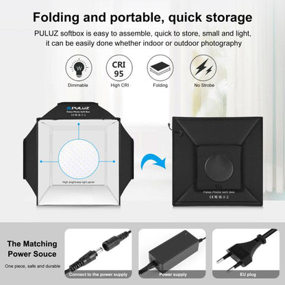 PULUZ 40cm Folding 72W 5500K Studio Shooting Tent Soft Box Photography Lighting Kit with 4 Colors (Black, Orange, White, Green) Backdrops(EU Plug) -  by PULUZ | Online Shopping UK | buy2fix