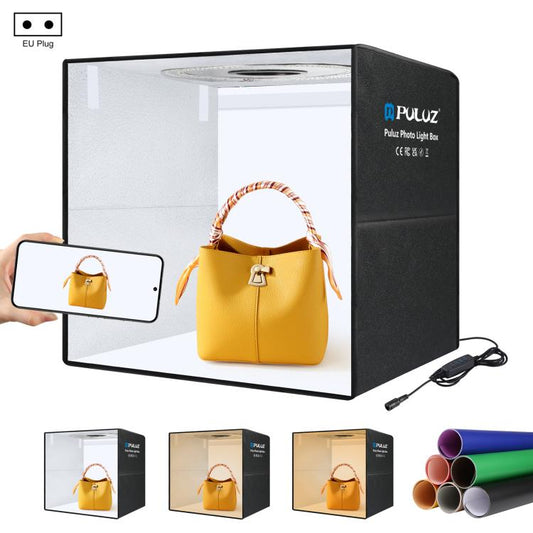 PULUZ 50cm Folding Portable Ring Light Photo Lighting Studio Shooting Tent Box with 6 x Dual-Side Backdrops, Size: 50cm x 50cm x 50cm  (EU Plug) -  by PULUZ | Online Shopping UK | buy2fix