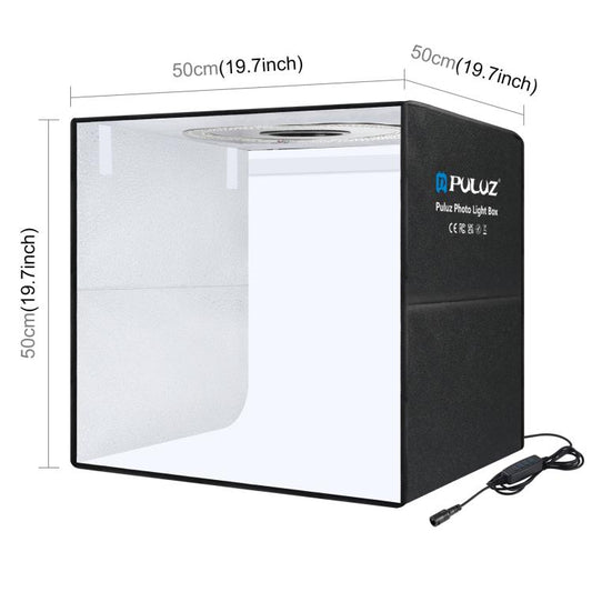 PULUZ 50cm Folding Portable Ring Light Photo Lighting Studio Shooting Tent Box with 6 x Dual-Side Backdrops, Size: 50cm x 50cm x 50cm (US Plug) -  by PULUZ | Online Shopping UK | buy2fix