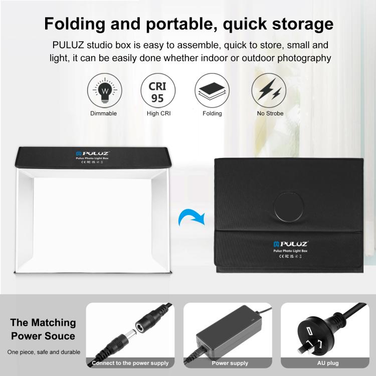 PULUZ Photo Studio Light Box Portable 60 x 40cm Cuboid Photography Studio Tent Kit with 4 Color Backdrops (AU Plug) -  by PULUZ | Online Shopping UK | buy2fix