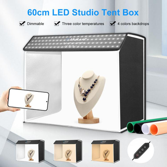 PULUZ Photo Studio Light Box Portable 60 x 40cm Cuboid Photography Studio Tent Kit with 4 Color Backdrops (EU Plug) -  by PULUZ | Online Shopping UK | buy2fix