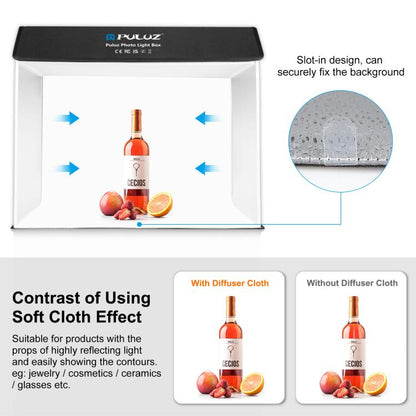 PULUZ Photo Studio Light Box Portable 60 x 40cm Cuboid Photography Studio Tent Kit with 4 Color Backdrops (EU Plug) -  by PULUZ | Online Shopping UK | buy2fix