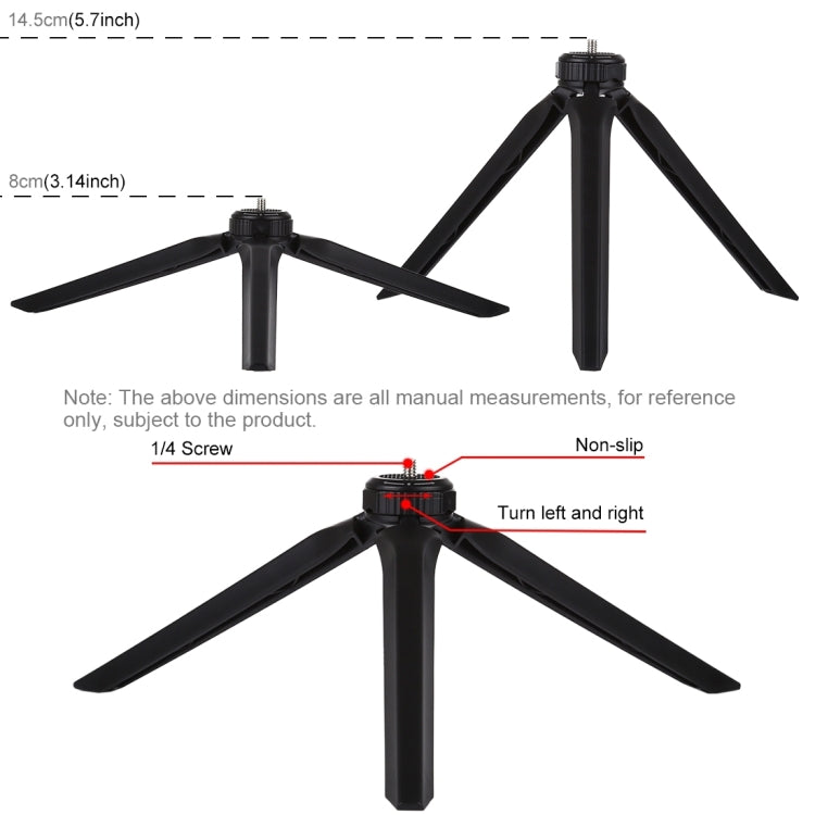PULUZ Pocket Mini Plastic Tripod Mount with Phone Clamp for Smartphones(Black) - Tripods by PULUZ | Online Shopping UK | buy2fix