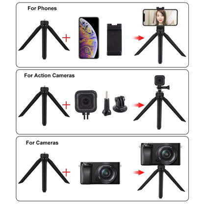 PULUZ Pocket Mini Plastic Tripod Mount with Phone Clamp for Smartphones(Black) - Tripods by PULUZ | Online Shopping UK | buy2fix