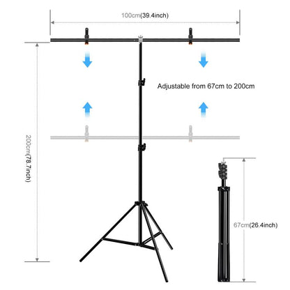 PULUZ 1x2m T-Shape Photo Studio Background Support Stand Backdrop Crossbar Bracket Kit with Clips(Green) by PULUZ