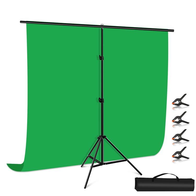 PULUZ 2x2m T-Shape Photo Studio Background Support Stand Backdrop Crossbar Bracket Kit with Clips(Green) by PULUZ