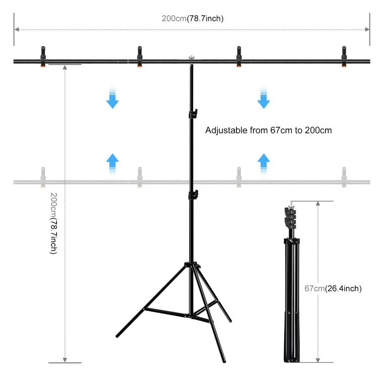 PULUZ 2x2m T-Shape Photo Studio Background Support Stand Backdrop Crossbar Bracket Kit with Clips(Green) by PULUZ