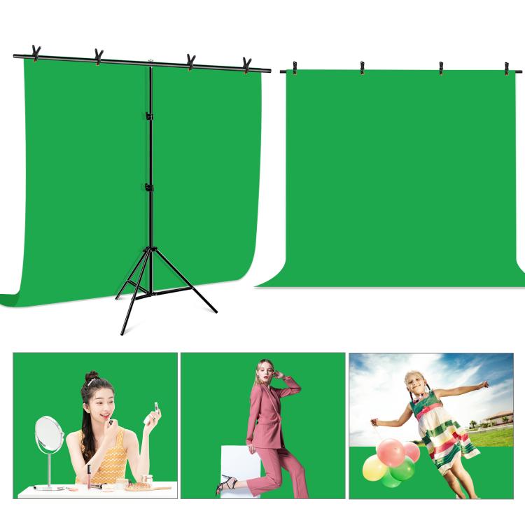 PULUZ 2x2m T-Shape Photo Studio Background Support Stand Backdrop Crossbar Bracket Kit with Clips(Green) by PULUZ