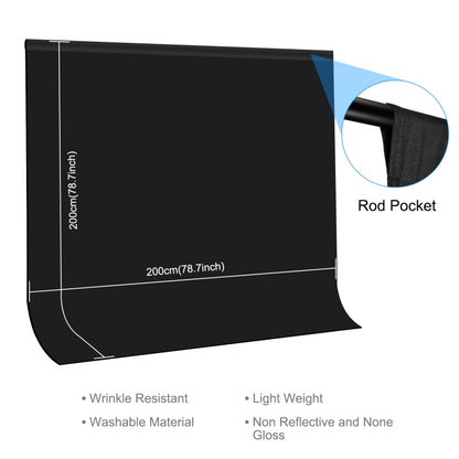 PULUZ 2m x 2m Photography Background Thickness Photo Studio Background Cloth Backdrop (Black) by PULUZ