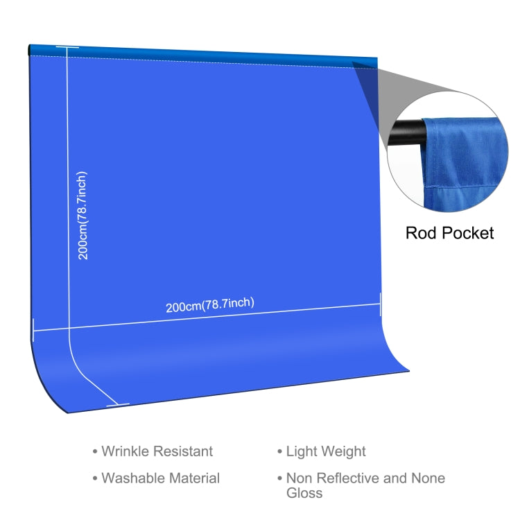 PULUZ 2m x 2m Photography Background Thickness Photo Studio Background Cloth Backdrop(Blue) - Solid Color by PULUZ | Online Shopping UK | buy2fix