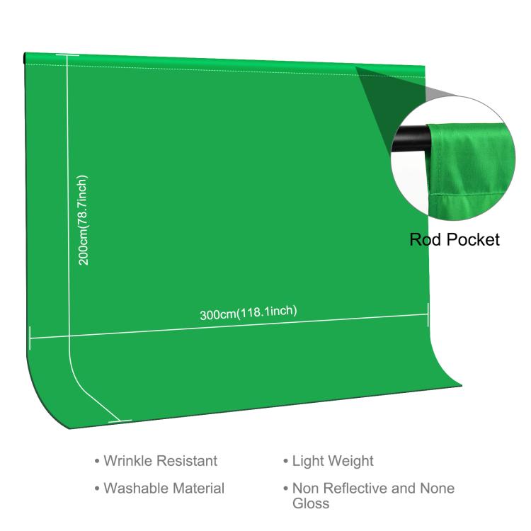 PULUZ 3m x 2m Photography Background Thickness Photo Studio Background Cloth Backdrop(Green) by PULUZ