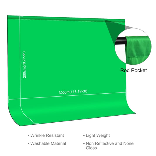 PULUZ 3m x 2m Photography Background Thickness Photo Studio Background Cloth Backdrop(Green) - Solid Color by PULUZ | Online Shopping UK | buy2fix