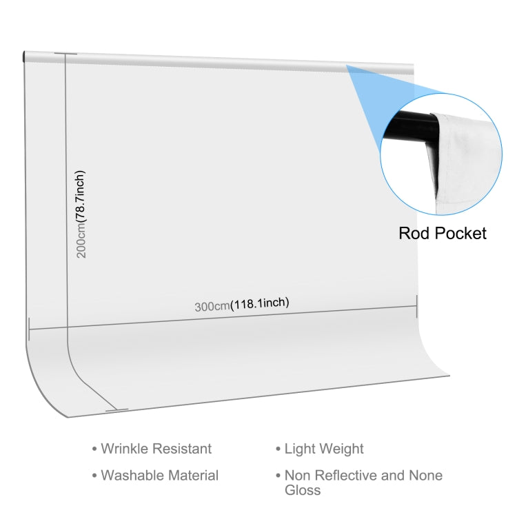 PULUZ 3m x 2m Photography Background Thickness Photo Studio Background Cloth Backdrop (White) by PULUZ