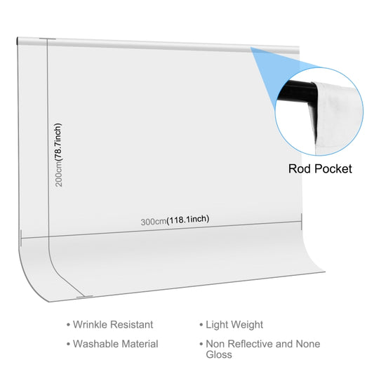 PULUZ 3m x 2m Photography Background Thickness Photo Studio Background Cloth Backdrop (White) by PULUZ