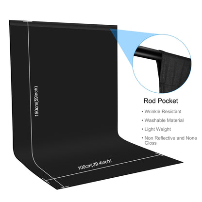 PULUZ 1m x 1.5m Photography Background Photo Studio Background Cloth Backdrop (Black) - Solid Color by PULUZ | Online Shopping UK | buy2fix