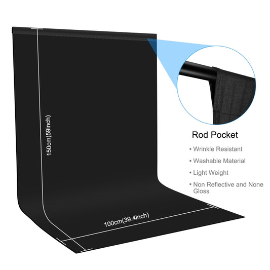 PULUZ 1m x 1.5m Photography Background Photo Studio Background Cloth Backdrop (Black) - Solid Color by PULUZ | Online Shopping UK | buy2fix