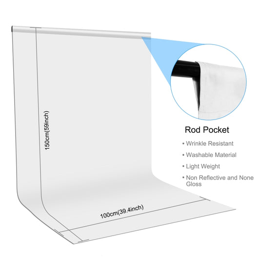 PULUZ 1m x 1.5m Photography Background Photo Studio Background Cloth Backdrop (White) - Solid Color by PULUZ | Online Shopping UK | buy2fix