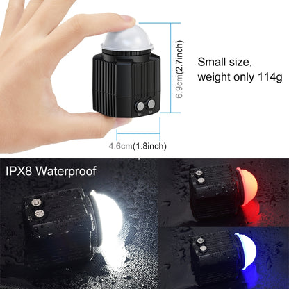 PULUZ 60m Underwater LED Photography Fill Light 7.4V/1100mAh Diving Light for GoPro, Insta360, DJI and Other Action Cameras(Black) - Waterproof Light by PULUZ | Online Shopping UK | buy2fix