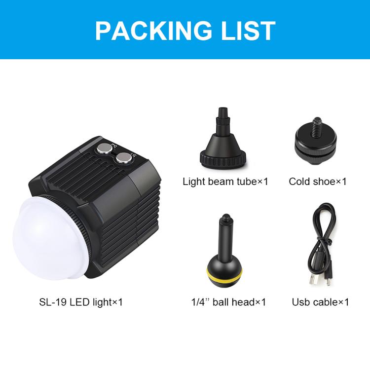 PULUZ 60m Underwater LED Photography Fill Light 7.4V/1100mAh Diving Light for GoPro, Insta360, DJI and Other Action Cameras(Black) - Waterproof Light by PULUZ | Online Shopping UK | buy2fix