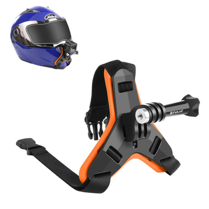 PULUZ Motorcycle Helmet Chin Strap Mount for GoPro, DJI Osmo Action and Other Action Cameras(Orange) - Helmet Mount by PULUZ | Online Shopping UK | buy2fix