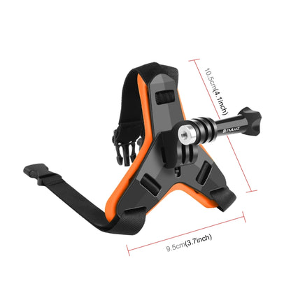 PULUZ Motorcycle Helmet Chin Strap Mount for GoPro, DJI Osmo Action and Other Action Cameras(Orange) - Helmet Mount by PULUZ | Online Shopping UK | buy2fix