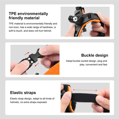 PULUZ Motorcycle Helmet Chin Strap Mount for GoPro, DJI Osmo Action and Other Action Cameras(Orange) - Helmet Mount by PULUZ | Online Shopping UK | buy2fix
