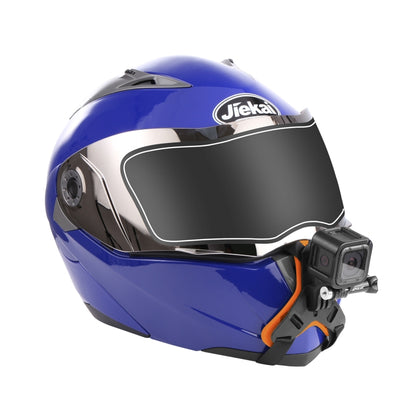 PULUZ Motorcycle Helmet Chin Strap Mount for GoPro, DJI Osmo Action and Other Action Cameras(Orange) - Helmet Mount by PULUZ | Online Shopping UK | buy2fix