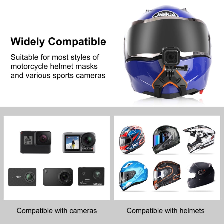 PULUZ Motorcycle Helmet Chin Strap Mount for GoPro, DJI Osmo Action and Other Action Cameras(Orange) - Helmet Mount by PULUZ | Online Shopping UK | buy2fix