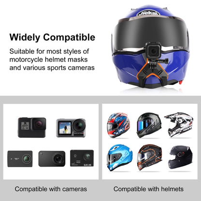 PULUZ Motorcycle Helmet Chin Strap Mount for GoPro, DJI Osmo Action and Other Action Cameras(Orange) - Helmet Mount by PULUZ | Online Shopping UK | buy2fix