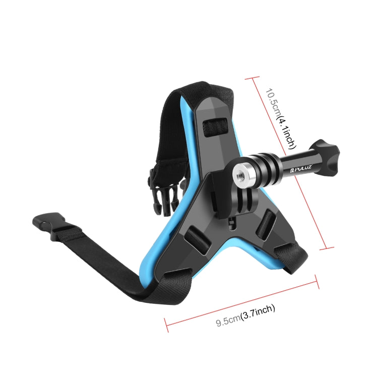 PULUZ Motorcycle Helmet Chin Strap Mount for GoPro, DJI Osmo Action and Other Action Cameras(Blue) - Helmet Mount by PULUZ | Online Shopping UK | buy2fix