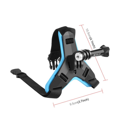 PULUZ Motorcycle Helmet Chin Strap Mount for GoPro, DJI Osmo Action and Other Action Cameras(Blue) - Helmet Mount by PULUZ | Online Shopping UK | buy2fix