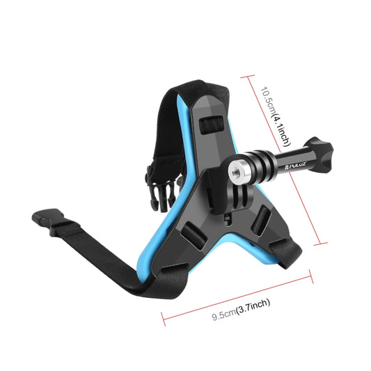 PULUZ Motorcycle Helmet Chin Strap Mount for GoPro, DJI Osmo Action and Other Action Cameras(Blue) - Helmet Mount by PULUZ | Online Shopping UK | buy2fix