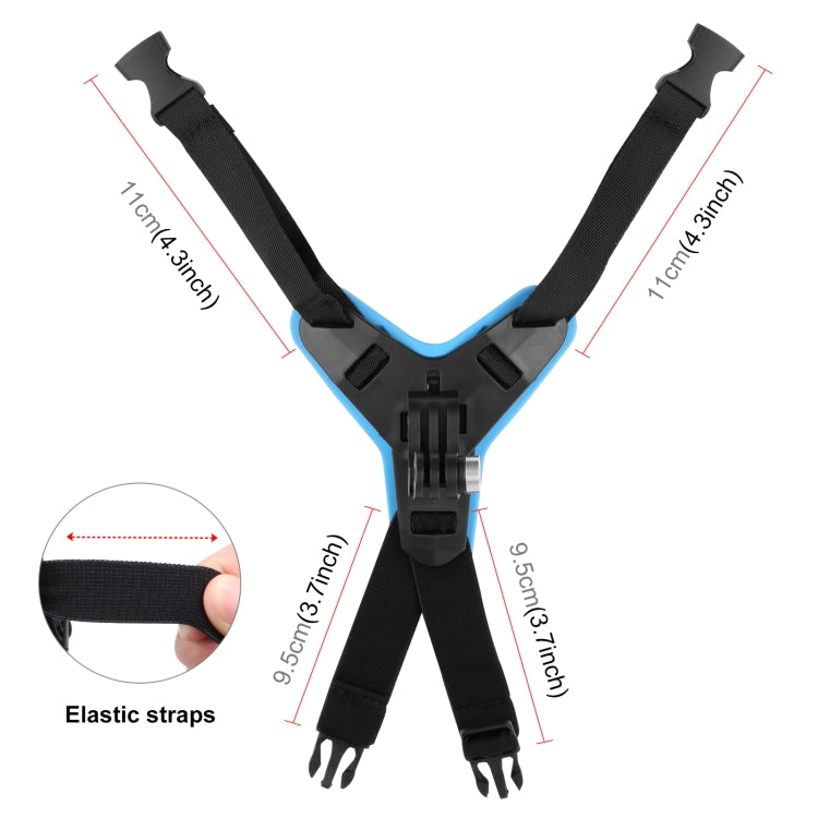 PULUZ Motorcycle Helmet Chin Strap Mount for GoPro, DJI Osmo Action and Other Action Cameras(Blue) - Helmet Mount by PULUZ | Online Shopping UK | buy2fix