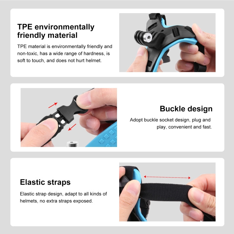 PULUZ Motorcycle Helmet Chin Strap Mount for GoPro, DJI Osmo Action and Other Action Cameras(Blue) - Helmet Mount by PULUZ | Online Shopping UK | buy2fix