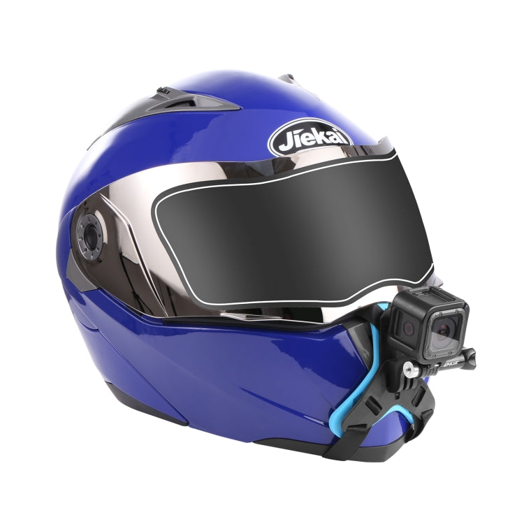PULUZ Motorcycle Helmet Chin Strap Mount for GoPro, DJI Osmo Action and Other Action Cameras(Blue) - Helmet Mount by PULUZ | Online Shopping UK | buy2fix