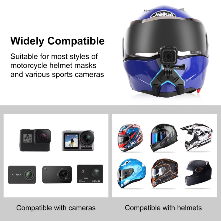 PULUZ Motorcycle Helmet Chin Strap Mount for GoPro, DJI Osmo Action and Other Action Cameras(Blue) - Helmet Mount by PULUZ | Online Shopping UK | buy2fix