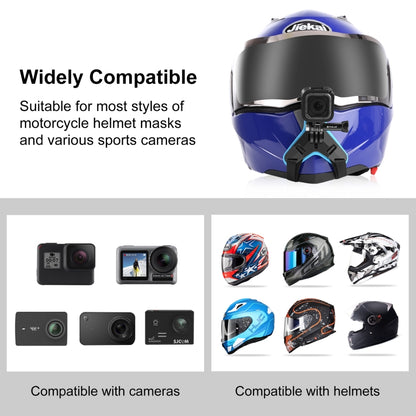 PULUZ Motorcycle Helmet Chin Strap Mount for GoPro, DJI Osmo Action and Other Action Cameras(Blue) - Helmet Mount by PULUZ | Online Shopping UK | buy2fix