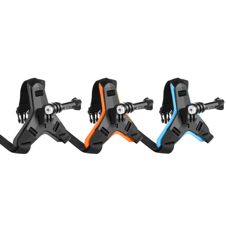 PULUZ Motorcycle Helmet Chin Strap Mount for GoPro, DJI Osmo Action and Other Action Cameras(Orange) - Helmet Mount by PULUZ | Online Shopping UK | buy2fix