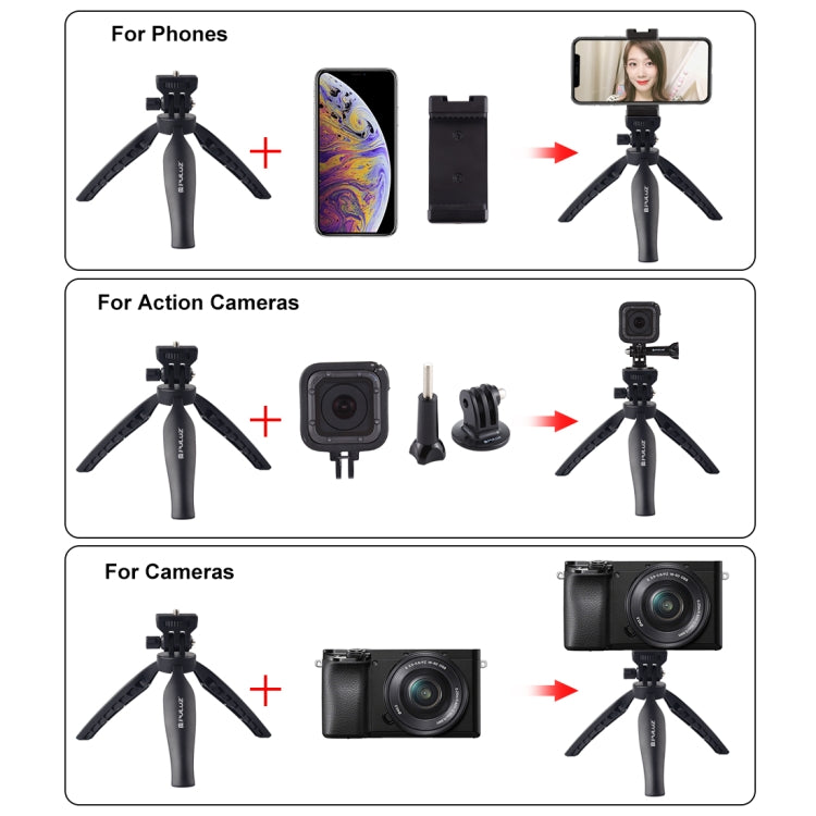 PULUZ Desk Plastic Tripod Mount with Phone Clamp & Adjusting Tripod Head for Smartphones(Black) - Stand by PULUZ | Online Shopping UK | buy2fix
