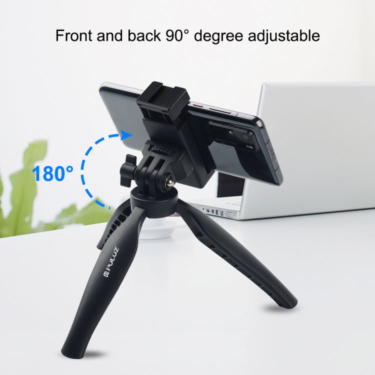 PULUZ Desk Plastic Tripod Mount with Phone Clamp & Adjusting Tripod Head for Smartphones(Black) - Stand by PULUZ | Online Shopping UK | buy2fix