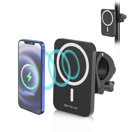 PULUZ 15W Magnetic Qi Wireless Charger Vlogging Phone Clamp Holder(Black) - Wireless Charger by PULUZ | Online Shopping UK | buy2fix
