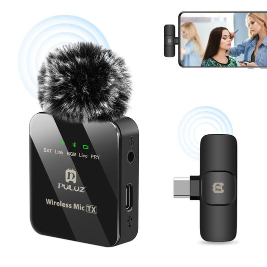 PULUZ Wireless Lavalier Microphone for Type-C Phone, Type-C Receiver(Black) - Microphone by PULUZ | Online Shopping UK | buy2fix