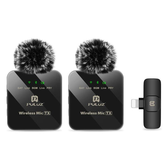 PULUZ Wireless Lavalier Microphone for iPhone / iPad, 8-Pin Receiver and Dual Microphones (Black) - Microphone by PULUZ | Online Shopping UK | buy2fix