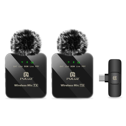 PULUZ Wireless Lavalier Microphone for Type-C Phone, Type-C Receiver and Dual Microphones (Black) - Microphone by PULUZ | Online Shopping UK | buy2fix