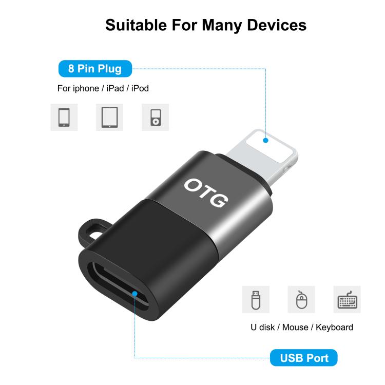 PULUZ USB-C / Type-C to 8 Pin OTG Adapter (Black) - Converter & Adapter by PULUZ | Online Shopping UK | buy2fix