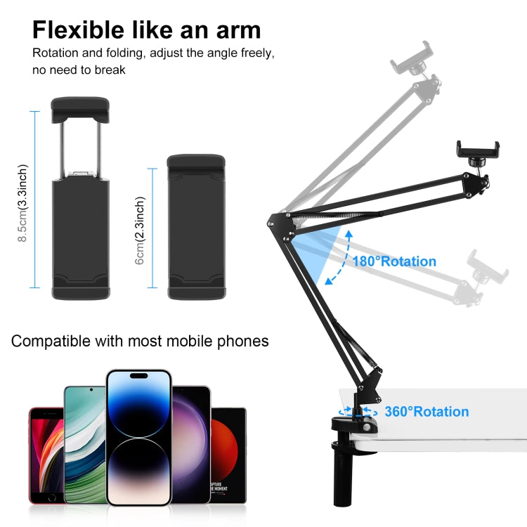 PULUZ Live Broadcast Desktop Articulating Arm Holder with Phone Clamp (Black) by PULUZ