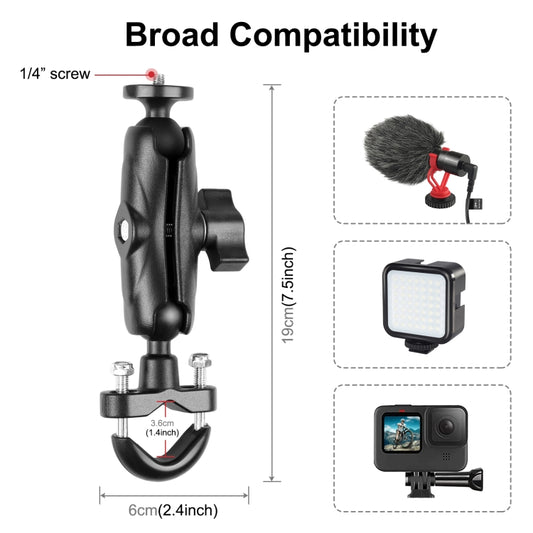 PULUZ Motorcycle Handlebar Fixed Mount U-Bolt Base Holder for GoPro and Other Action Cameras(Black) - Bicycle Handlebar Mount by PULUZ | Online Shopping UK | buy2fix