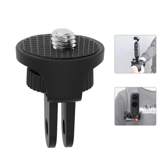 PULUZ 1/4 inch Screw Adjustable ABS Action Camera Tripod Adapter (Black) - Connection Mount by PULUZ | Online Shopping UK | buy2fix